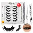 2 x Wispy False Eyelashes Kit With Bond, Seal and Tweezer, 7 Pairs Natural Look Fake Cat Eye Lashes Strips Thin Band Extensions Waterproof Easy Eyelashes for Beginners DF64