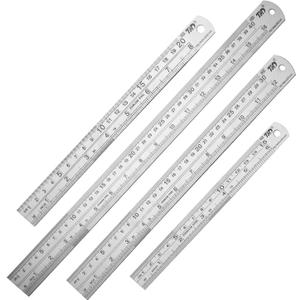 ZZTX Metal Straight Edge Ruler Set - Stainless Steel Rulers in 6, 8, 12, 16 Inch - Bulk Set of 4