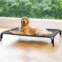 Elevated Dog Bed Raised Outdoor Dog Cot for Large Dogs, Installation Requires No Tools, Frame with Washable Cooling Breathable Mesh Anti-Slip Feet, Indoor Pet Bed, Black, 43.3 Inches