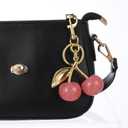 2 x 1 Pcs Pink Cherry Bag Charm,Pink Cherry Keychain,Resin & Alloy Cherries Purse Charms for Women,Cute Cherrys Charm for Purse, Gifts Accessory for Birthday Christmas
