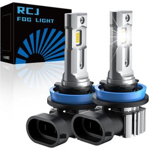 RCJ H11 Bulbs, H8 H9 Fog Light Bulbs 16000LM Super Bright 6000K Cool White, Real 1:1 Design, Plug and Play, Canbus Ready, Pack of 2