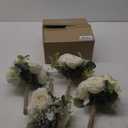 Bridesmaid Bouquets - Set of 4 Ivory White Artificial Flowers Bouquet Wedding Rustic Small Floral Centerpieces for Marriage Proposal Party Anniversary Dining Table Decorations