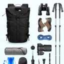 Blue Quartz Hiking Backpack 30L Lightweight Packable Backpack for Travel, Water Resistant Foldable Daypack for Women Men, Black