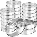 PINGEUI 30 Pack 4 Inches English Muffin Rings, Stainless Steel Round Crumpet Rings,Silver Double Rolled Baking Tart Rings for Dessert