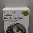 Over the Sink Expandable Dish Drainer Drying Rack In Stainless Steel for Small Kitchen, Counter Space Saving Modern Compact Metal Above Plate Dryer Strainer, Adjustable Hanging Inside Drain Holder (Black)