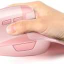 seenda Ergonomic Mouse Rechargeable, 2.4G USB & Type C Vertical Wireless Ergo Mouse with Instant Desktop Return Key, Quiet Click, Palm Rest, Anti-Slip Optical Mice for Mac OS, Windows, Pink
