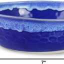 roro Handmade Ceramic Stoneware Glossy Seafoam Stylish Blue Wavetop Bowls, 7 Inch Wide | Set of 2