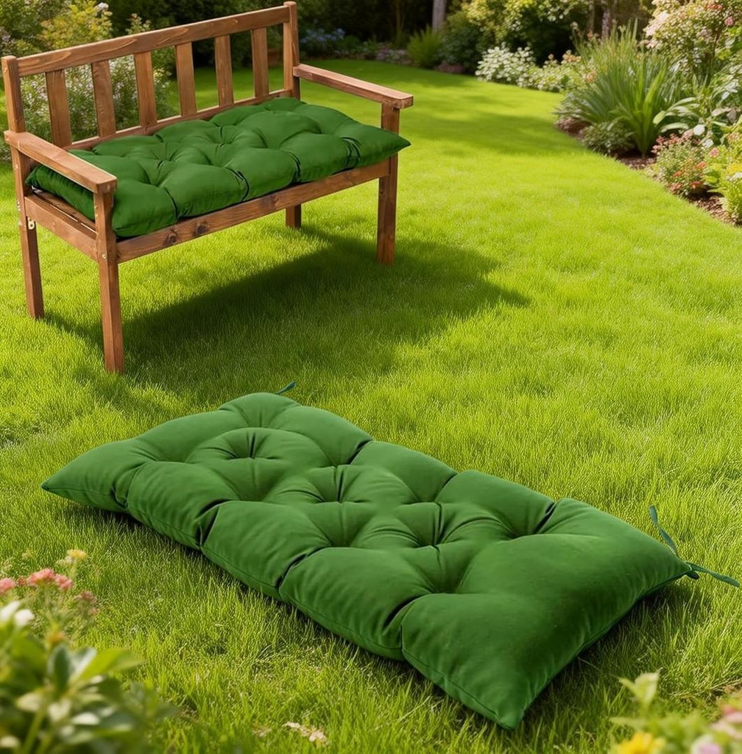 Waterproof & Sun-Resistant Outdoor Bench Cushion - Universal Fit for Patio Chairs, Swing Seats.Lounger Seat Cushions Outdoor Loveseat Bench Seat Pads (Green,39.4 X 19.7 Inch)