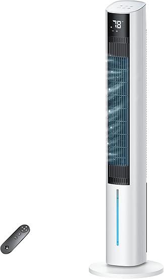 Windowless Portable Air Conditioner, 45.3" Evaporative Cooler with Remote for Room No Window, Digital Display, 12H Timer, Quiet Cooling Fan for Bedroom and Indoor Use