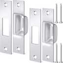 Hicarer 2 Pcs Box Strike Plate 1-1/4" x 4-7/8" Door Lock Striker Plate Deadbolt Strike Plates Universal Latch Restorer Security Latch Restorer for Exterior Doors Home Office Residential Use(Silver)