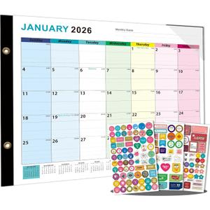 Dayvorax 2026-2027 Desk Calendar - 22" x 17", 18 Month Calendar Jan 2026 - Jun 2027, Large Monthly Desktop Calendar with Daily Blocks, Thick Paper, Corner Protectors - Colorful (3 Stickers Included)