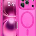 MOCCA Magnetic for iPhone 17 Pro Max Case, (Compatible with Magsafe) (16FT Military Grade Protection) Full Camera Protection Anti-Fingerprint Slim Translucent Matte Phone Cover 6.9",Hot Pink