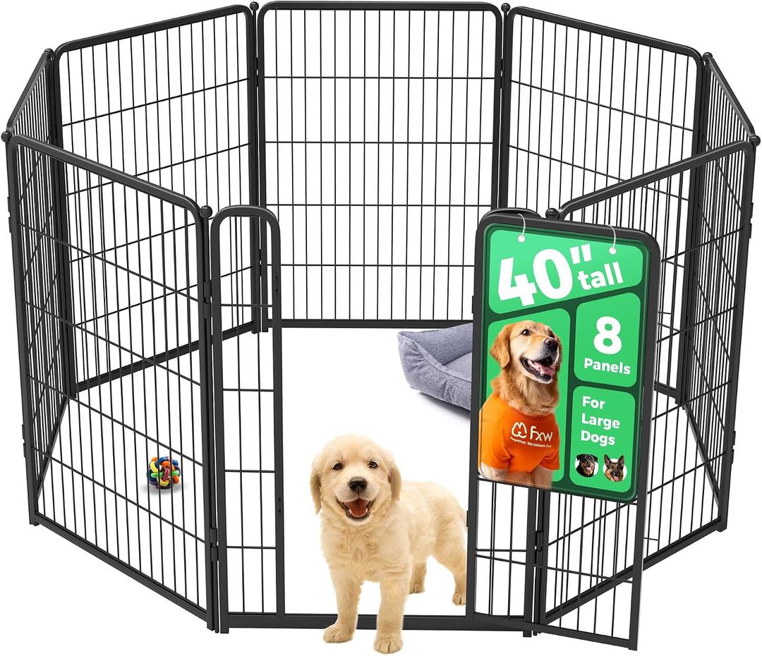 FXW Homeplus Unleashed Indoor Dog Playpen - Stress-Free and Safe Play, Heavy Duty 40 Inch 8 Panels Dog Pen for Medium and Large Dogs, BlackPatented
