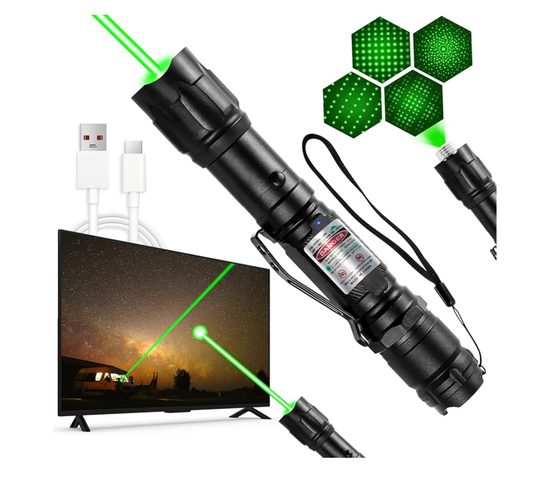 Rechargeable Green Laser Pointer High Power Green Beam Light Long Distance Range for TV/LED/LCD Screens Tactical Flashlights Presentation Office/Outdoors/Construction [005