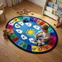 Genki Kids Oval Playroom Rug, ABC & Numbers Learning Carpet, 3'3"x4'11"