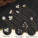18 Pieces Gold Wedding Hair Pins 3 Styles Prom Pearl Rhinestone Hair Pins Crystal Flower Hair Clips, Handmade Pearl Hairpieces Jewelry Accessories for Bride Bridesmaids