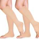 Open Toe Compression Socks 15-20 mmHg for Women and Men Knee High Toeless Circulation Compression Stockings (XX-Large, Nude)