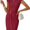 MEROKEETY Women's Summer Cap Sleeve Bodycon Short Dress 2026 Wrap Elegant Cocktail Wedding Guest Party Date Night Dresses (XL)