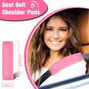 Frienda 10 Pcs Fluffy Car Steering Wheel Covers Handbrake and Gear Shift Cover Seat Belt Shoulder Pads Diamond Mat Ignition Ring Ball Key Chain Armrest Box Mat Car Accessories Set(Pink)