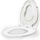 KHE Elongated Toilet Seat with Child Seat 18.5 Inch, Soft Close Toilet Seat with No-Touch Handle, Quick Release, Non-Slip, Durable PP, White