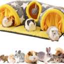 Avont Guinea Pig Hideout Tunnel, Small Animal Hideaway Play Tube Toys with Curtains, Soft Sleeping Bed House for Dwarf Rabbits Chinchillas Hamsters Hedgehogs Ferrets Bearded Dragons and Rats -Star