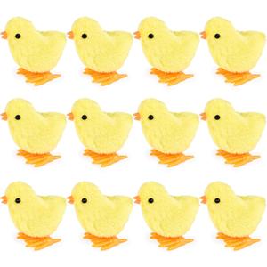 3 otters 12PCS Wind Up Toys, Wind-Up Jumping Cute Chicken Plush Chicks Toy for Kids Goodie Bags Treasure Chest Party Favors Gifts