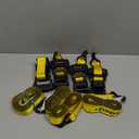 STANLEY S1007 Black/Yellow 1.5" x 16' Ratchet Tie Down Straps - 1,100 lb Safe Working Load / 3,300 lb Break Strength, 2 Pack