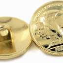 Bezelry 12 Pieces Buffalo Coin Style Metal Shank Buttons. 21mm (13/16 inch) (Shiny Gold)
