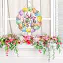 2 x Easter Decoration Wooden Door Wreath for Front Door Sign Cute Bunny Flower Eggs Wooden Door Hanger Rabbit Spring Decoration Happy Easter Welcome Hanging Sign for Outdoor Indoor Wall Home Decor