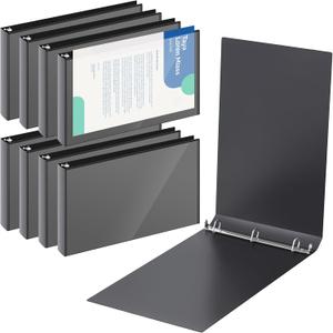 8 Pcs 11 x 17 Inches View Binders 3 Inch 3 Rings Heavy Duty D Ring Binders Economy Holds 11" x 17" Paper for Artwork Blueprints, Office, Home, Workplaces (Black)