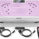 Vibration Plate, Lymphatic Drainage Massager for Circulation Boost & Recovery, Vibration Plate Exercise Machine with Remote & Loop Bands, Compact Home Fitness Platform for Shaping (Pink)