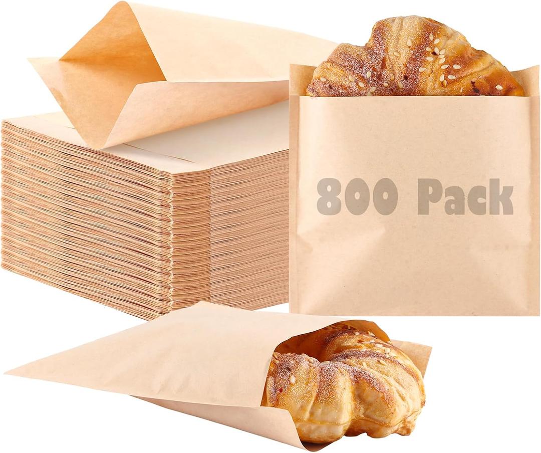 800 Pack Wax Paper Sandwich Bags 6x7 inch, Greaseproof Bag Paper Cookie Bags Bakery Wax Bag for Food, Cookie, Candies and More(Kraft) 