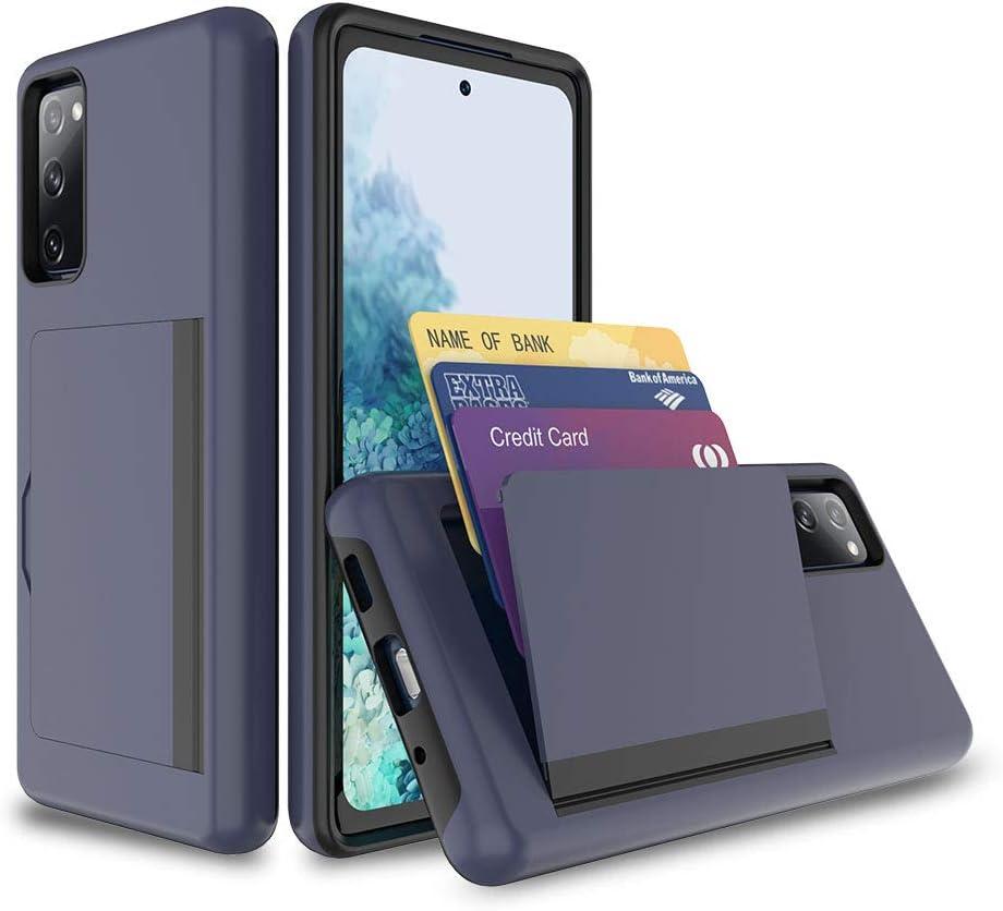 Galaxy s20 FE Case with Card Holder,Silicone Hybrid Protective Wallet Cover Case for Samsung Galaxy s20 FE - Grey