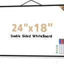 MaxGear White Board for Wall 24" x 18", Double Sided Dry Erase Board, Magnetic White Board Hanging Whiteboard for Home, School, Office, Black Frame