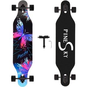 41 Inch Longboard Skateboard 8 Ply Natural Maple Complete Skateboard Cruiser for Cruising, Carving, Free-Style and Downhill with T-Tool