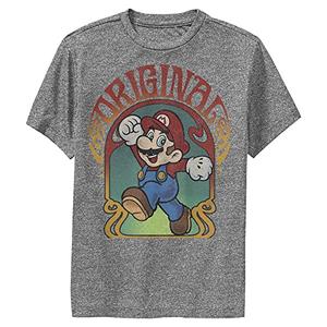 Nintendo Kid's Mario Psych Surf T-Shirt, Charcoal Heather, Small Nintendo Kid's Mario Psych Surf T-Shirt, Charcoal Heather, Small