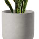 LE TAUCI 10 Inch Plant Pot, Ceramic Pots for Plants with Drainage Hole and Rubber Plug, Plant Pots Indoor for Home Garden Patio Office, Cylinder Flower Planter Pot, Neutral Gray