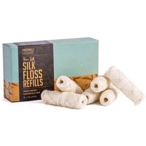 Biodegradable Silk Dental Floss Refill - Six Pack - Organic Natural Dental Floss, Refillable, Compostable Peace Silk Dental Floss Refills - 6 x 33 Yards - Eco-Friendly Mint Candelilla Wax