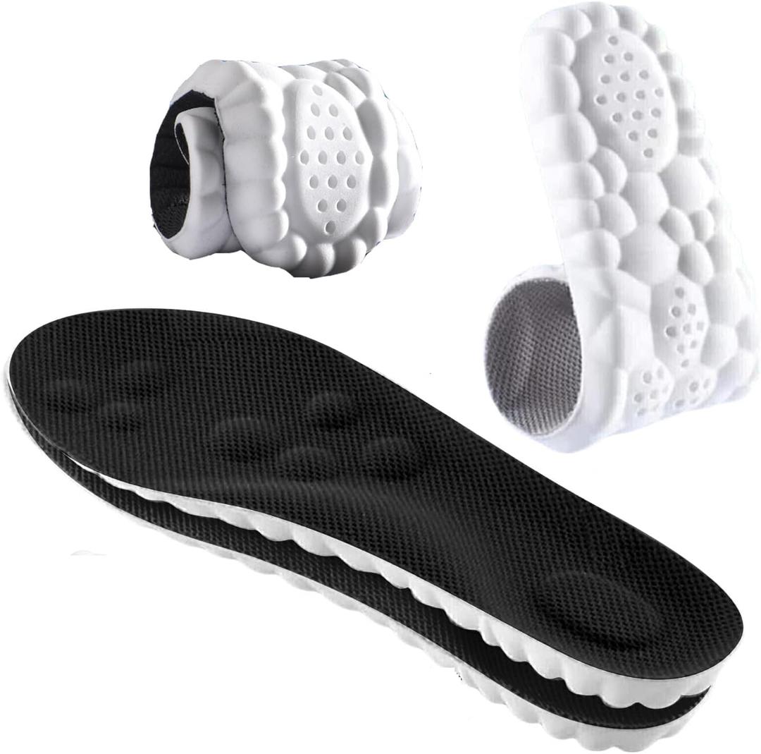 4D Cloud Technology Insole - Super Soft Comfort Insoles, Soft Foot Protection Cloud Feeling Insole, U-Shape Memory Foam Insoles, 4D Sports Memory Foam Insoles (Black, Men 10.5-11.5/Women 12-13)