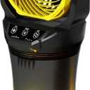 Wilody Misting Fan Portable Battery Powered with Remote Control, Camping Fan with RGB Ambient Light with 2L Bucket, Battery Indicator, 120 Auto Oscillating, Timing Function, Grip Handle(Yellow)