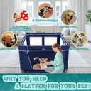 42x42 Inches Puppy Playpen with Gate, Dog Playpen for Puppies or Small Dogs, DogFence Pet Playpen for Indoor & Outdoor, Sturdy Safety DogPen with Thickened Fabric, High-Strength Nylon Wire Mesh (Blue)