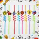 8PCS 2026 Themed Reusable Drinking Straws Soccer Party Favors for Birthday Game Day Tailgate Decorations Party Favors Supplies Decor (yellow)