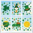 4 x 6 Pcs St Patricks Day Decorations Window Clings, Green Static Shamrock Window Stickers Reusable Spring Window Clings for Indoor Office School Home St Patricks Day Theme Party Decorations Supplies