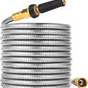 100 FT Garden Hose Expandable - 304 Stainless Steel Water Hose 100 FT - Heavy Duty Flexible Kink Free Hose, no Bite