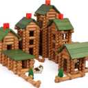 Wondertoys 530 Pcs Wooden Logs Set Ages 3+, Classic Building Log Toys for Kids, Creative Construction Engineering Educational Gifts