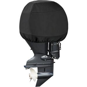 Outboard Motor Cover for Motor 100-150 HP, 600D Oxford Heavy Duty Waterproof Boat Motor Semi-Cover, UV Resistant Durable Outboard Engine Cover with PVC Coating for Most Brands