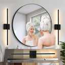 Black Wall Sconces Set of Two, 28 Inch Dimmable LED Bathroom