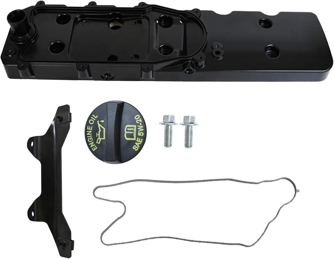 MITZONE Aluminum Engine Valve Cover with Gasket Bolts & PCV Valve and Cap with Bracket Compatible with 2007-2023 Ram 2500 3500 Dodge Ram 2500 3500 Diesel 6.7L OE 68445548AA