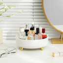 Anyoifax Makeup Perfume Organizer Tray 360 Degree Rotating Lazy Susan Skincare Lotion Organizer Spinning Cosmetics Storage for Dresser, Vanity, Bathroom Countertop, Small Ivory White