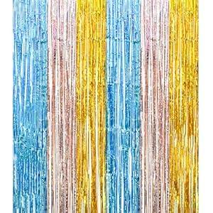6 Pack Halloween Foil Fringe Curtains, 3.3x6.6 ft Orange Purple Black Tinsel Streamers Backdrop, Photo Booth Props for Halloween Thanksgiving Birthday Party Decorations